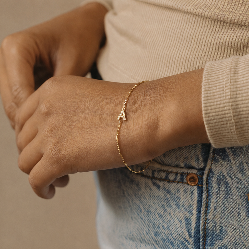 Initial Diamond Gold Bracelet A-C