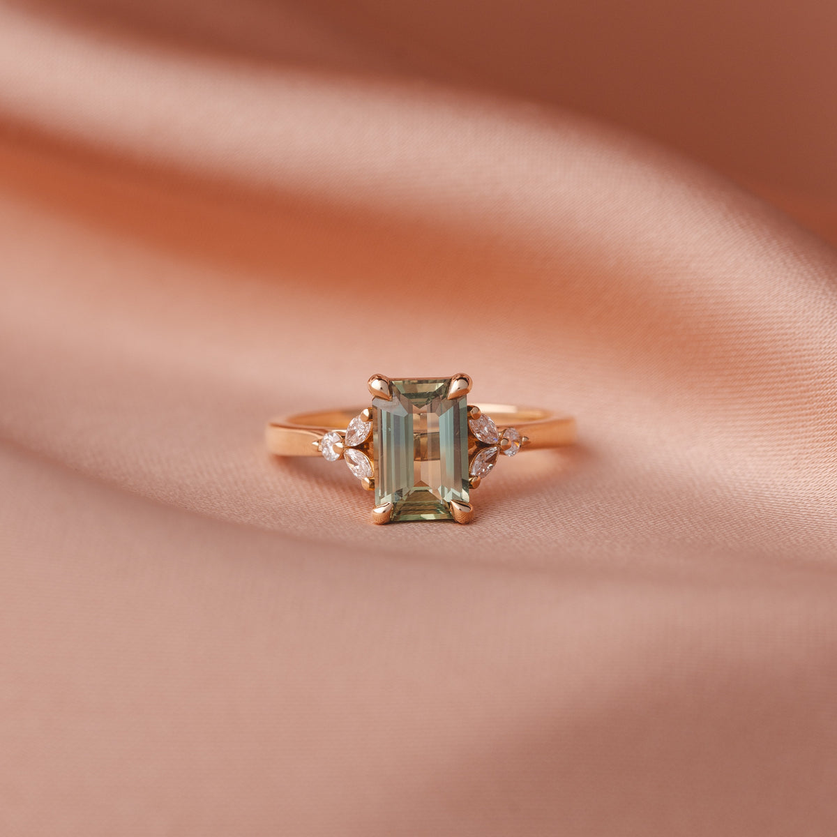 Blair 2.04 ct Madagascan Yellowish Green Emerald Cut Sapphire Engagement Ring