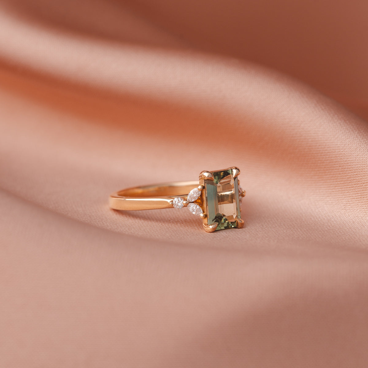 Blair 2.04 ct Madagascan Yellowish Green Emerald Cut Sapphire Engagement Ring