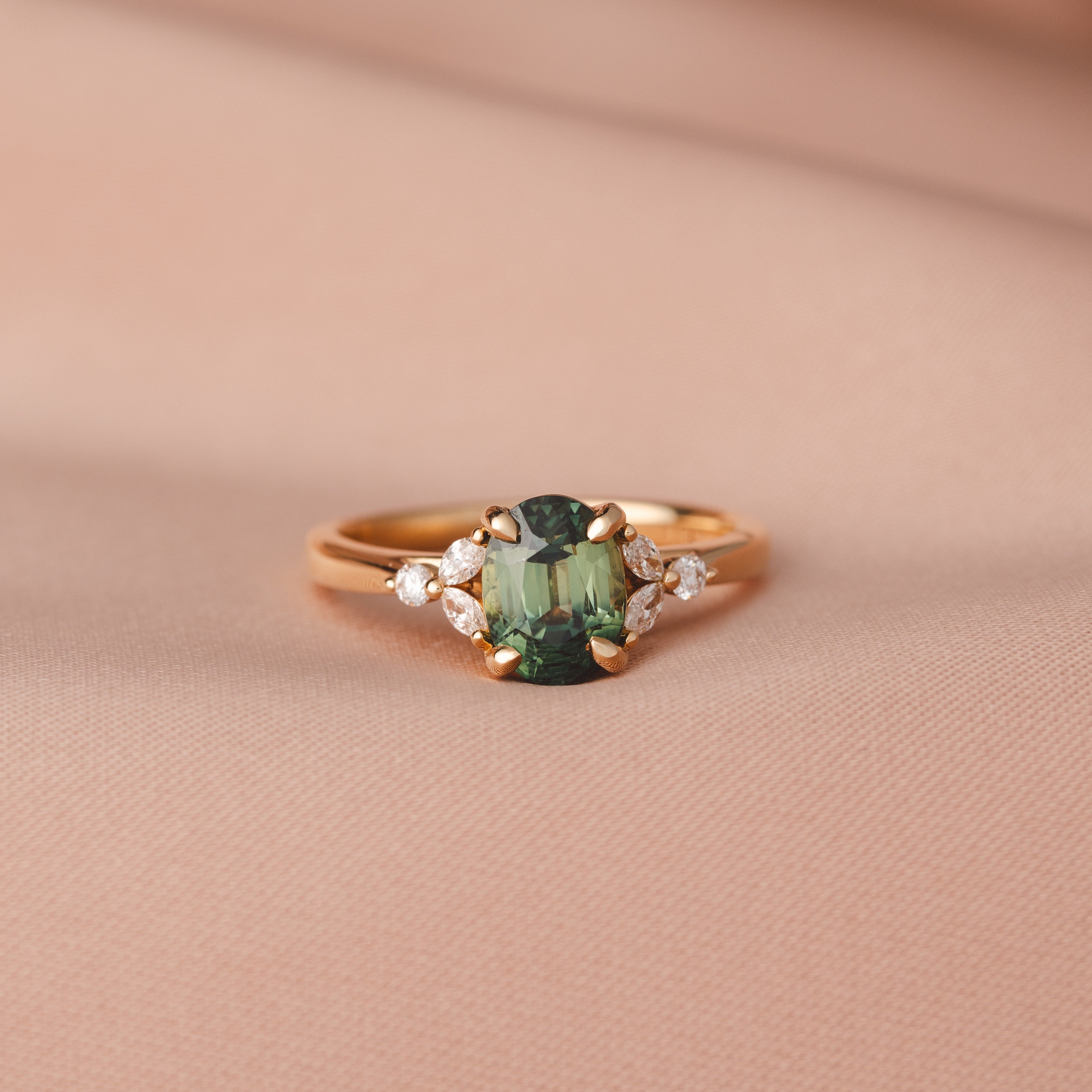 Blair Oval 2.02ct Green Madagascan Sapphire Engagement Ring