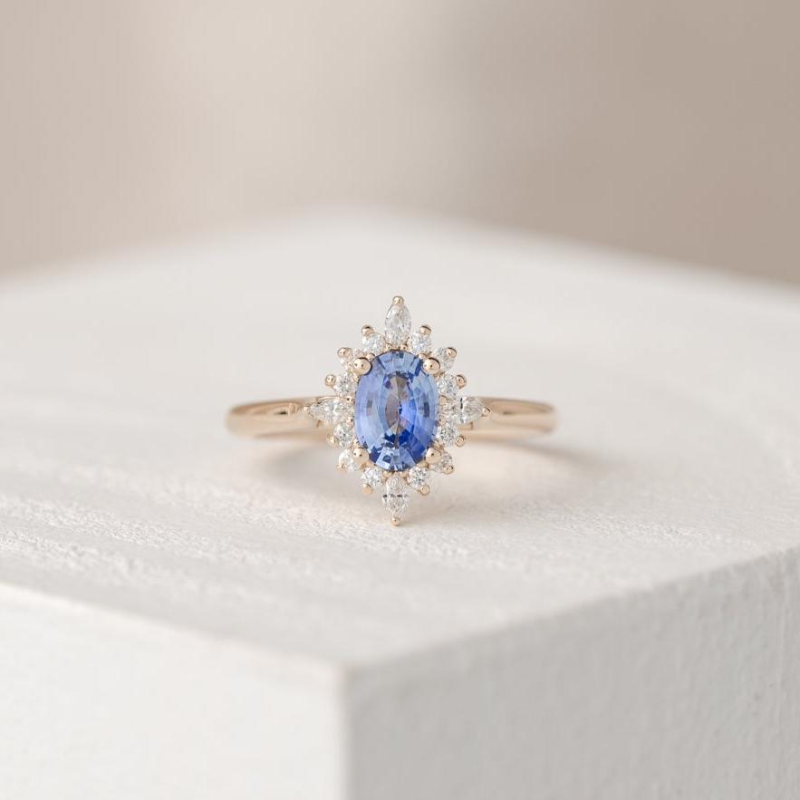 Felicity Oval Ceylon Sapphire Engagement Ring