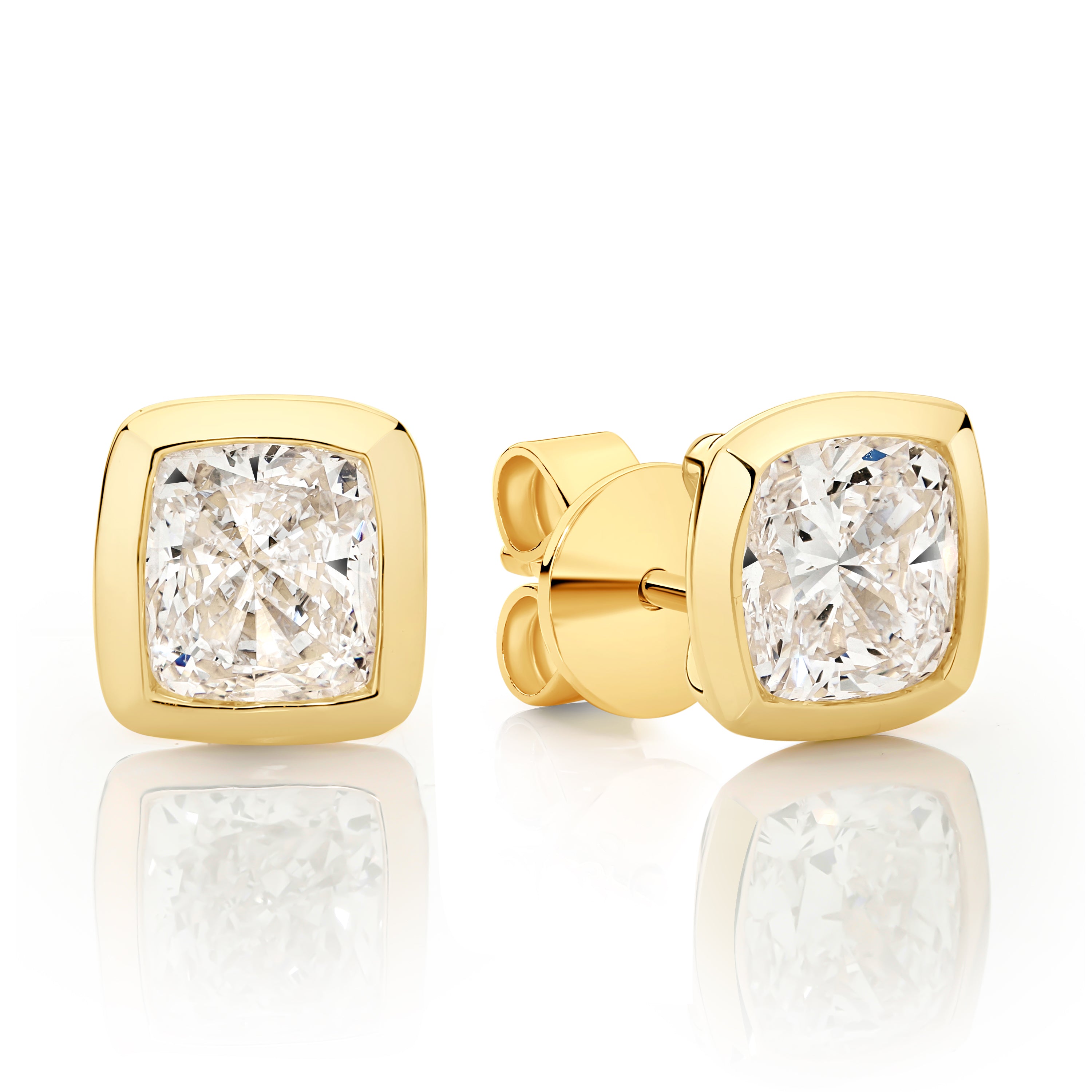 Lumina Cushion Bezel Diamond Earrings