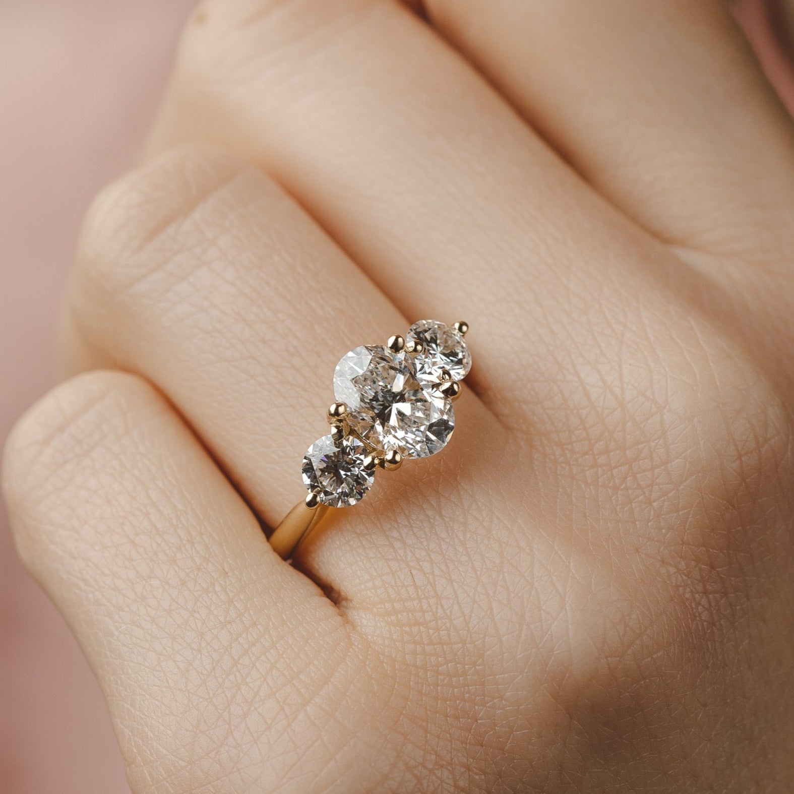 Charlotte Grande Oval and Round Diamond Engagement Ring Setting