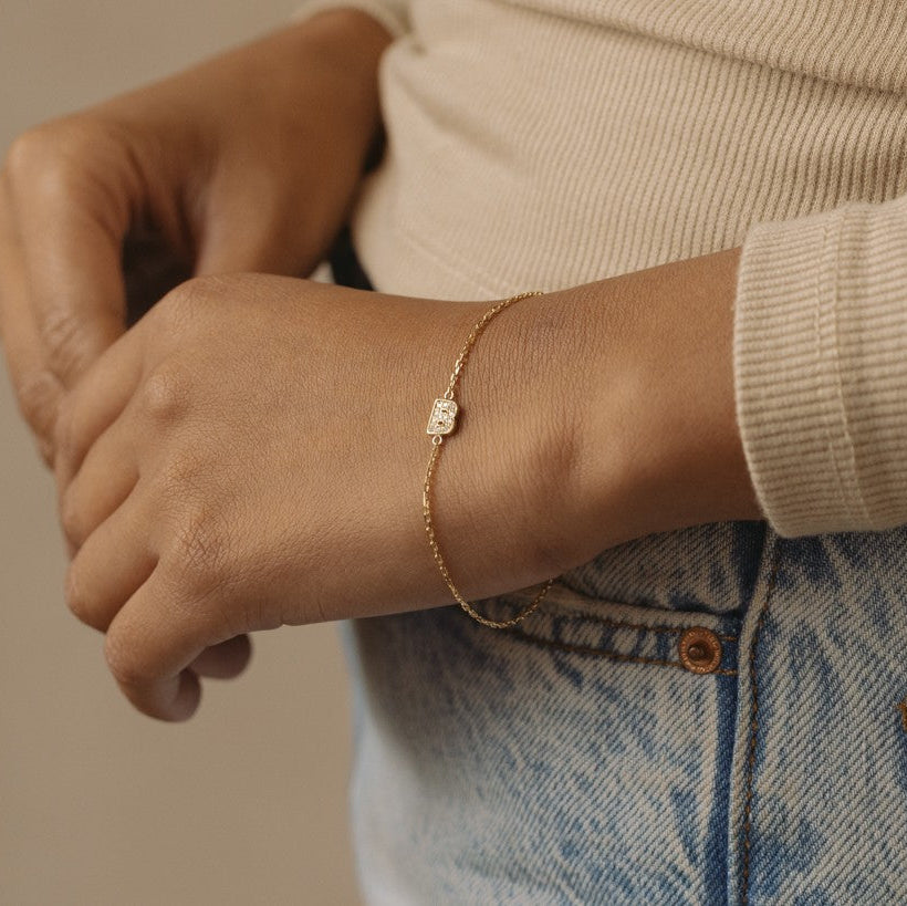 Initial Diamond Gold Bracelet A-C