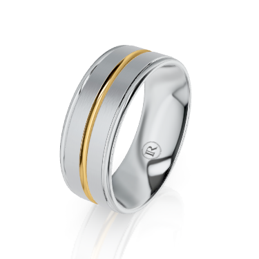 Cobalt Chrome and Centre Gold Groove Wedding Ring