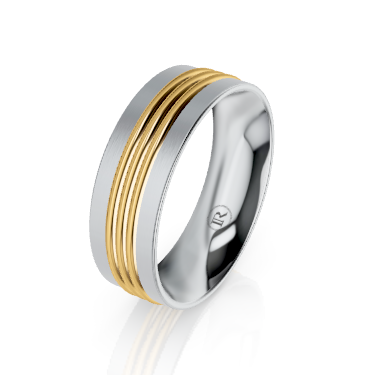Cobalt Chrome Triple Groove Gold Wedding Ring