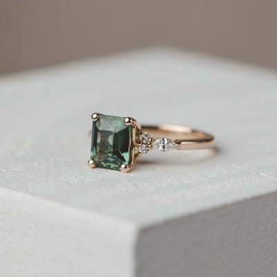 Willow 2.12ct  Emerald Sapphire Engagement Ring