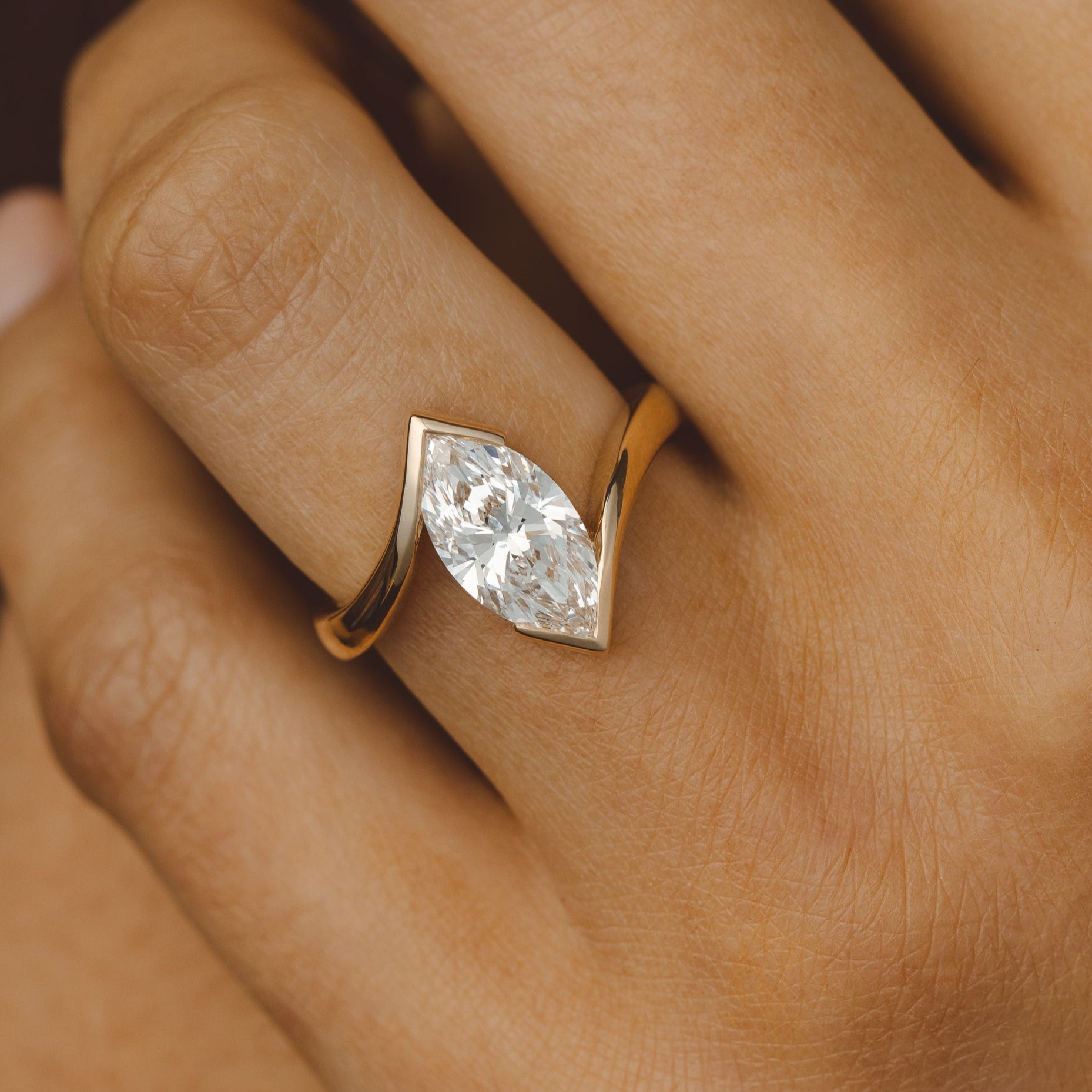 Meadow Marquise Half Bezel Engagement Ring Setting