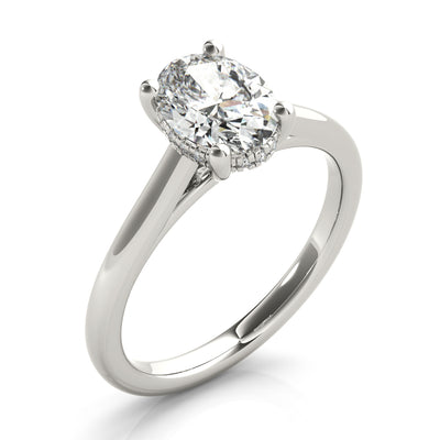 Hannah Oval Solitaire with Hidden Halo Engagement Ring Setting