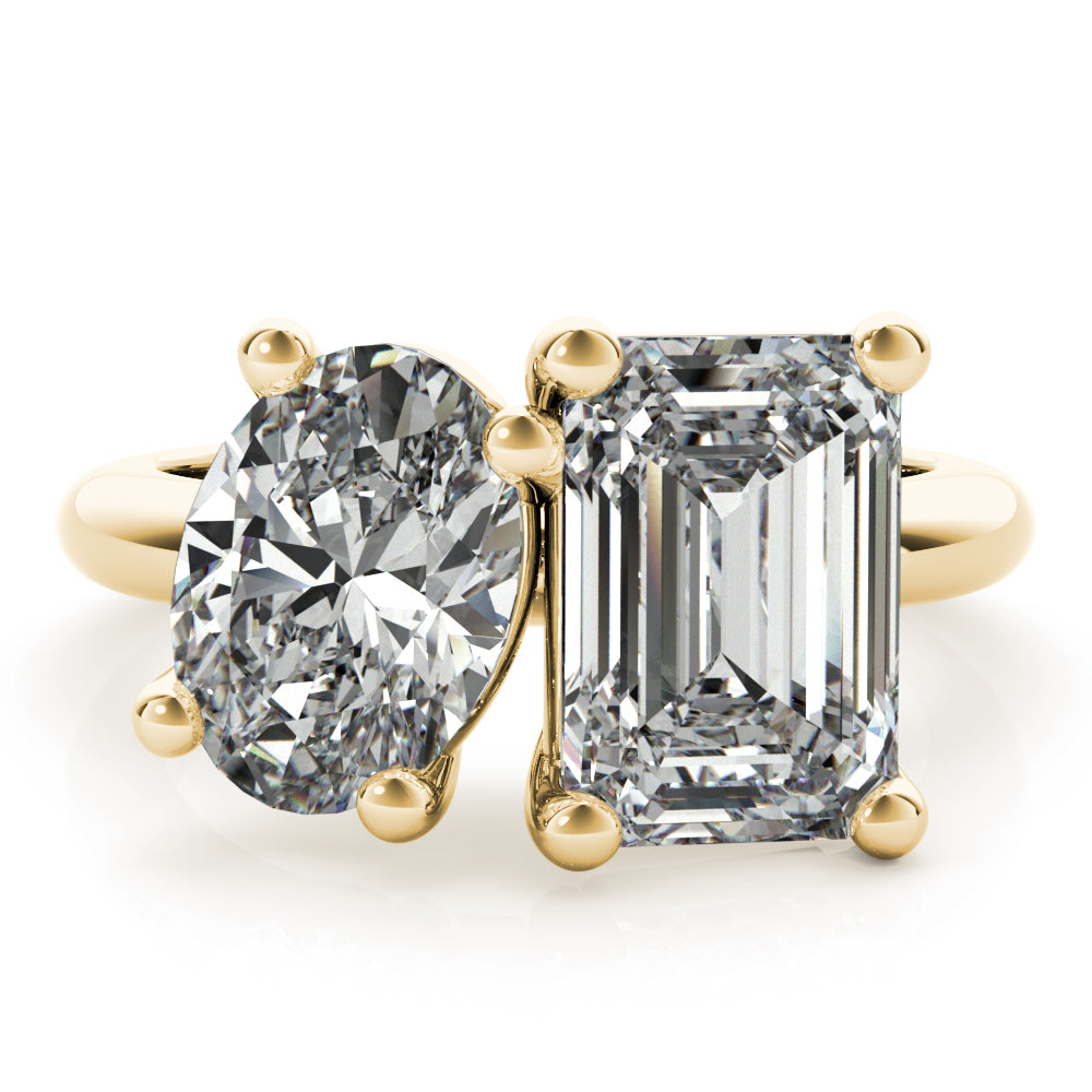 Lara Oval and Emerald Toi et Moi Diamond Engagement Ring Setting
