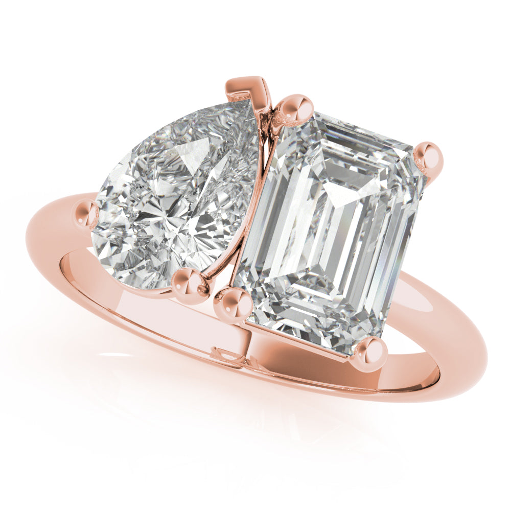 Lara Pear & Emerald Cut Toi et Moi Diamond Engagement Ring Setting