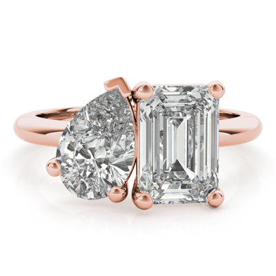 Lara Pear & Emerald Cut Toi et Moi Diamond Engagement Ring Setting