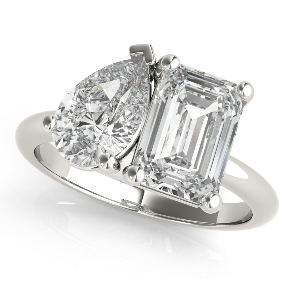 Lara Pear & Emerald Cut Toi et Moi Diamond Engagement Ring Setting