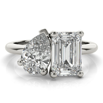 Lara Pear & Emerald Cut Toi et Moi Diamond Engagement Ring Setting