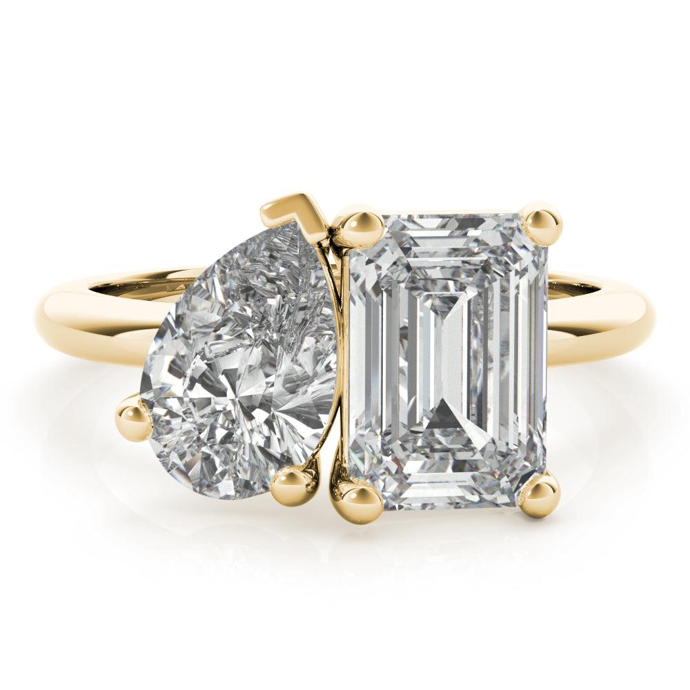 Lara Pear & Emerald Cut Toi et Moi Diamond Engagement Ring Setting