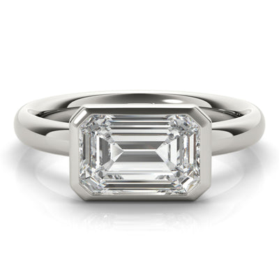 East West Emerald Cut Bezel Engagement Ring Setting