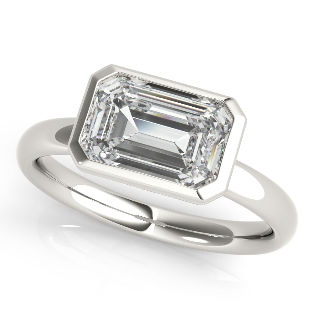 East West Emerald Cut Bezel Engagement Ring Setting