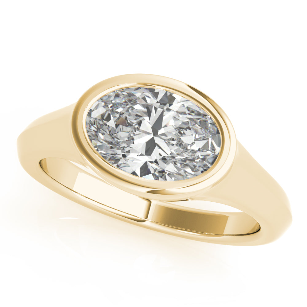 Oval Bezel Signet Engagement Ring Setting