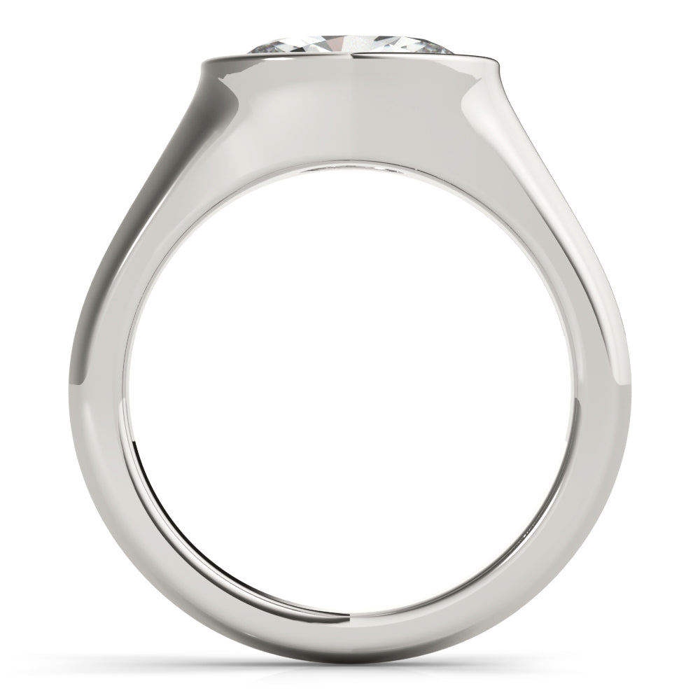 Oval Bezel Signet Engagement Ring Setting