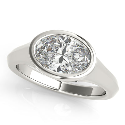 Oval Bezel Signet Engagement Ring Setting