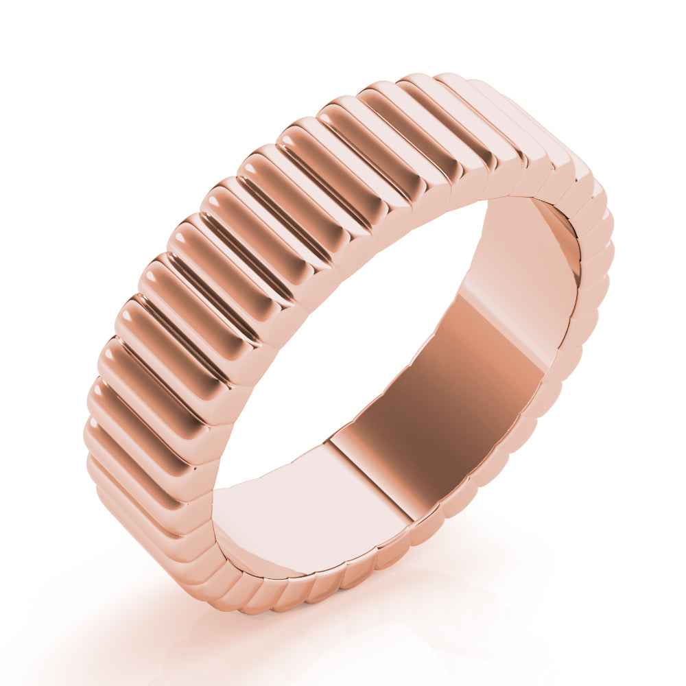 Women's Grooved Flat Band Wedding Ring