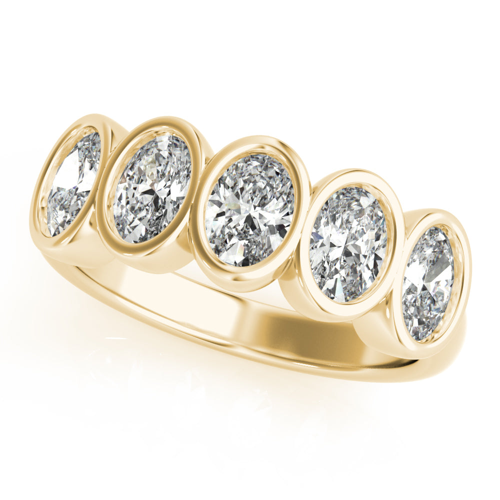 Oval Bezel Diamond Wedding Ring