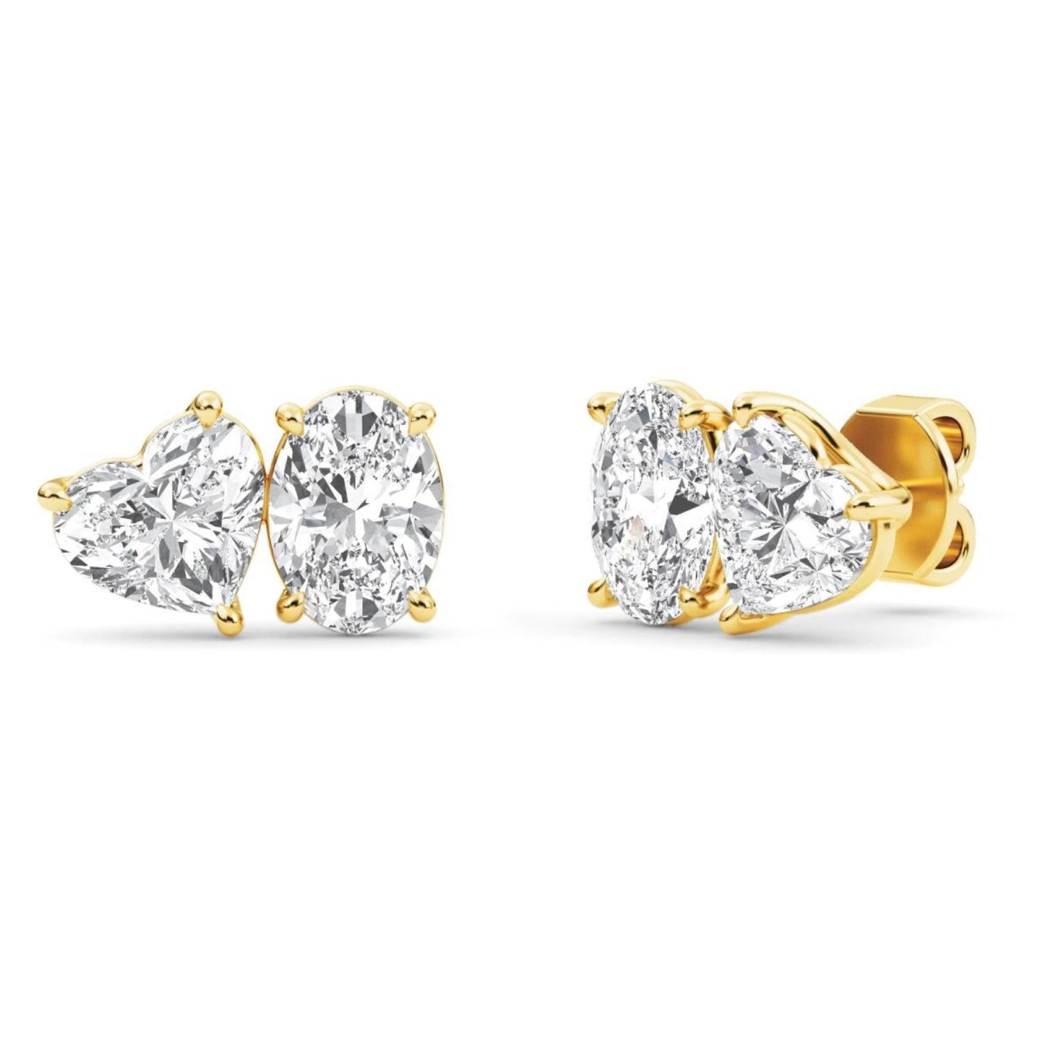 Avery Toi et Moi Lab-Diamond Earrings (Oval and Heart)