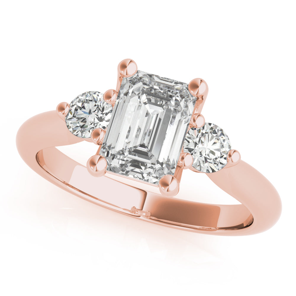 Charlotte Emerald Cut and Round Diamond Engagement Ring Setting