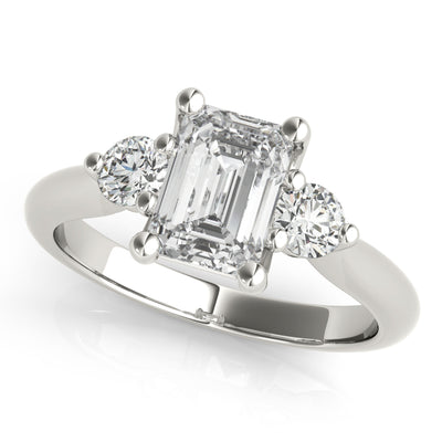 Charlotte Emerald Cut and Round Diamond Engagement Ring Setting