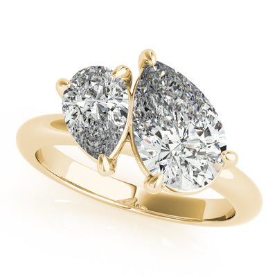 A tilted double pear diamond engagement ring setting in yellow gold Melbourne.