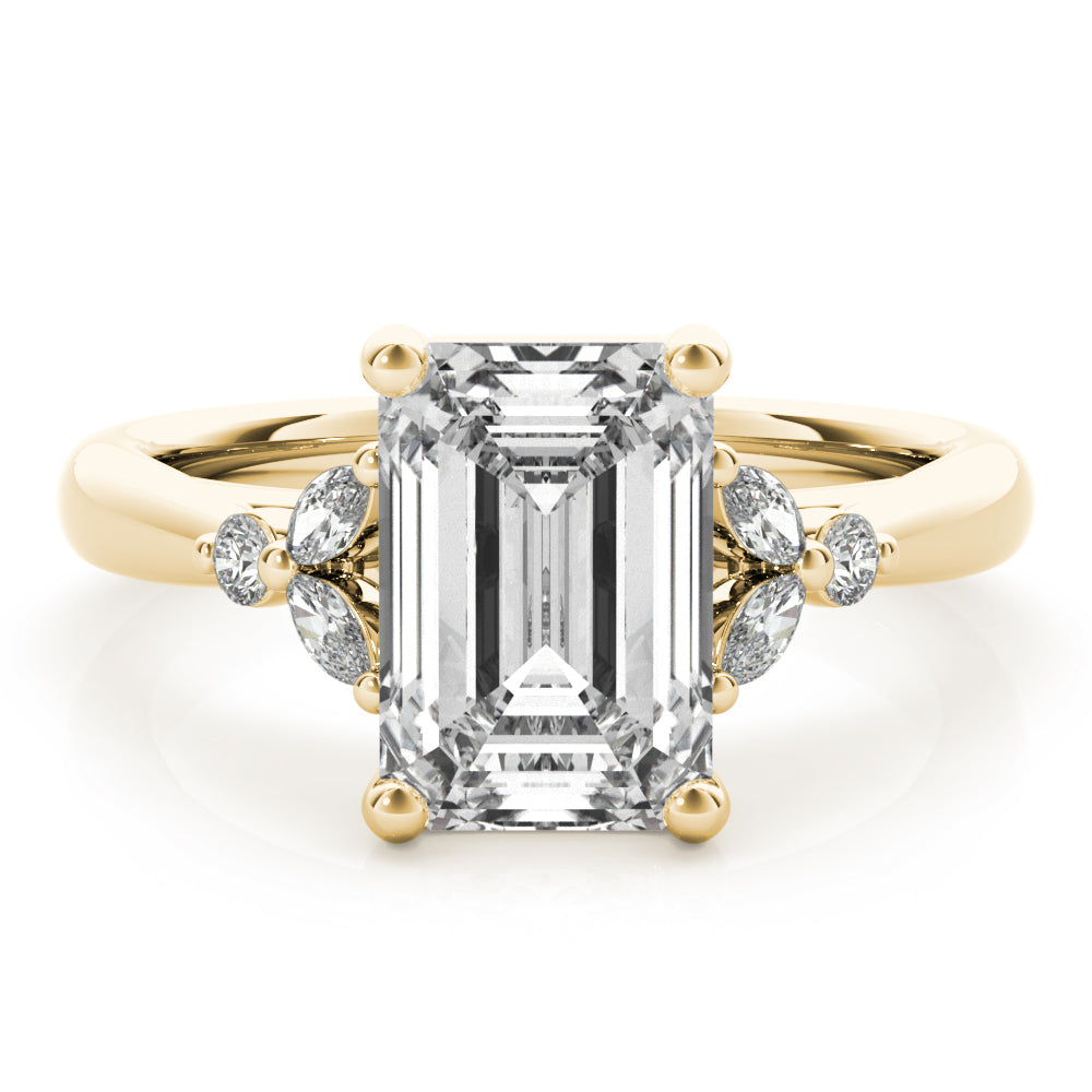 Vintage Emerald Diamond Engagement Ring