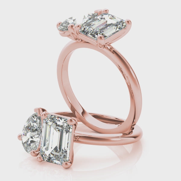 Lara Pear & Emerald Cut Toi et Moi Diamond Engagement Ring Setting