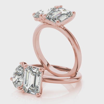 Lara Pear & Emerald Cut Toi et Moi Diamond Engagement Ring Setting