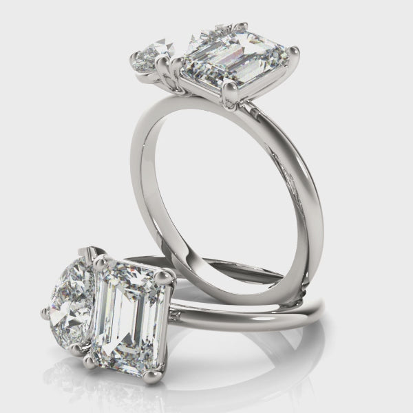 Lara Pear & Emerald Cut Toi et Moi Diamond Engagement Ring Setting