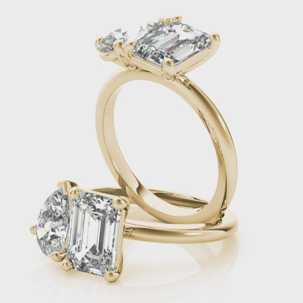 Lara Pear & Emerald Cut Toi et Moi Diamond Engagement Ring Setting