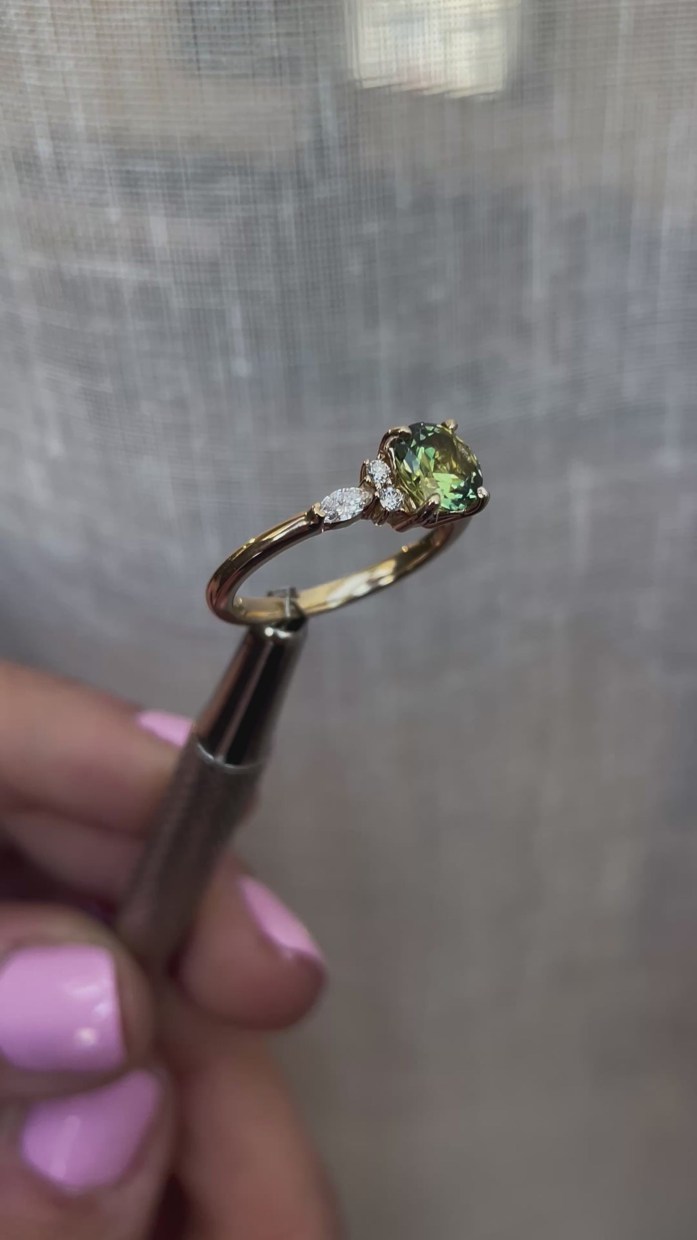 Willow 1.21 ct Round Light Green Australian Sapphire Engagement Ring