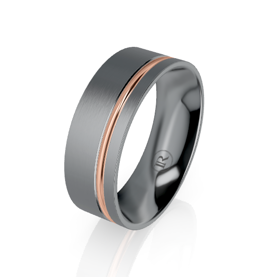 Offset Stripe Tantalum & Gold Wedding Ring