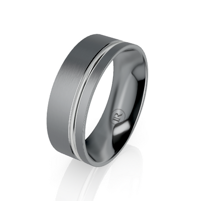 Offset Stripe Tantalum & Gold Wedding Ring