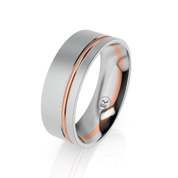 Offset Stripe Platinum with Gold Wedding Ring