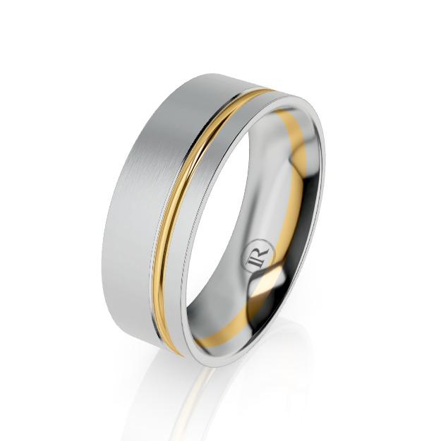 Offset Stripe Platinum with Gold Wedding Ring