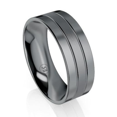 Tantalum Three Row Mens Wedding Ring