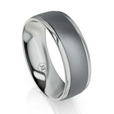 The Carlisle Tantalum and Platinum Edge Wedding Ring