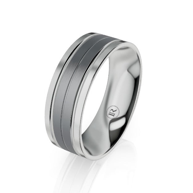 Multi Grooved Tantalum and Gold Edge Wedding Ring