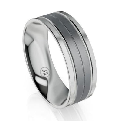 Multi Grooved Tantalum and Gold Edge Wedding Ring