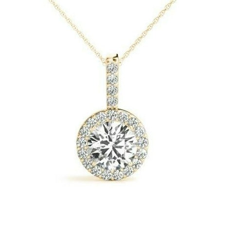 Catalina Lab Grown Diamond Halo Pendant & Chain (1 ct TDW)