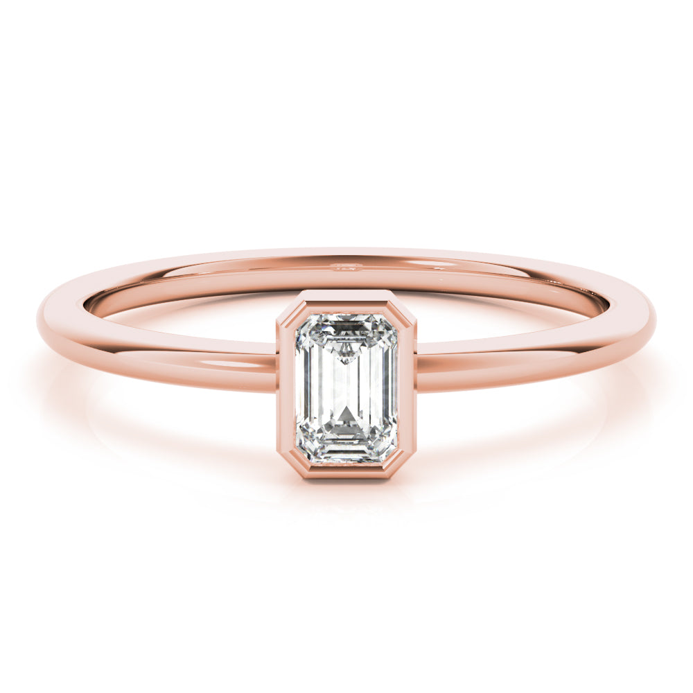 Emerald Cut Bezel Set Women's Diamond Stacker Ring