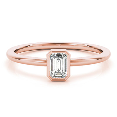 Emerald Cut Bezel Set Women's Diamond Stacker Ring