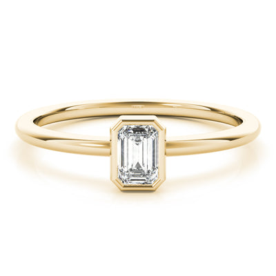 Emerald Cut Bezel Set Women's Diamond Stacker Ring