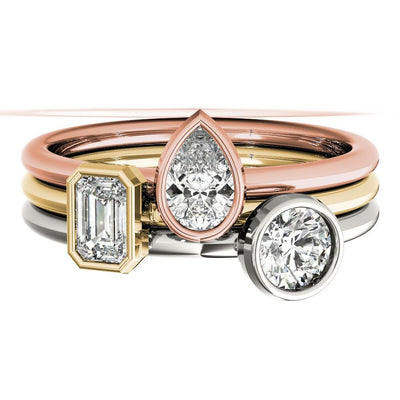 Pear Shape Bezel Set Women's Diamond Stacker Ring