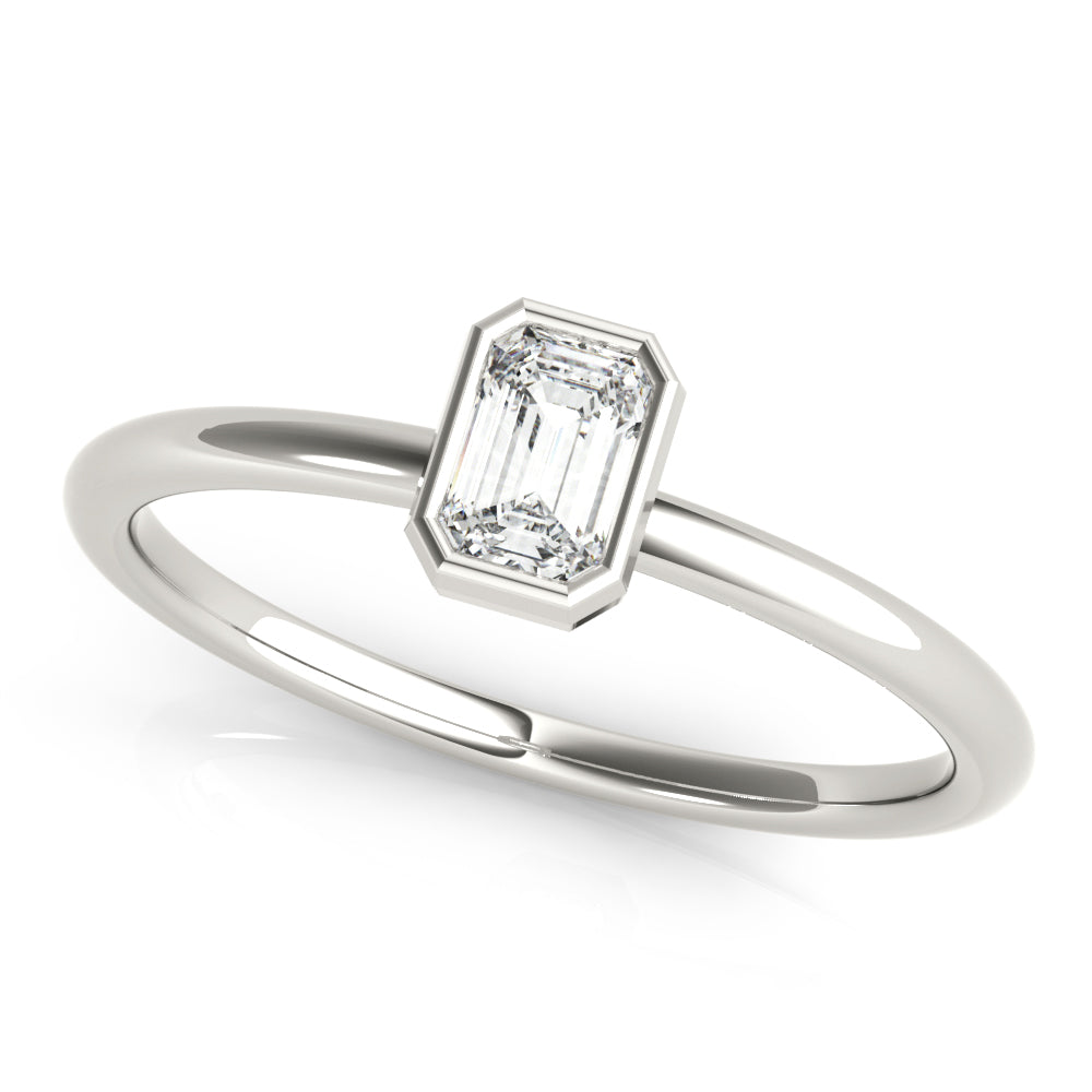 Emerald Cut Bezel Set Women's Diamond Stacker Ring